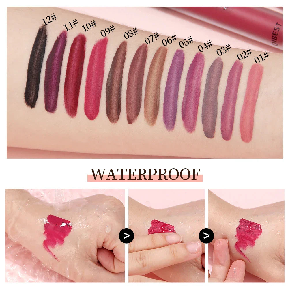 24-hour long-lasting 12-color matte velvet lip gloss