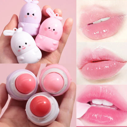 Cute rabbit color changing moisturizing lip balm